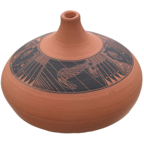 Fine Hand Etched Hummingbird Design Vintage Navajo Seed Pot Pottery by Wallace Nez 0115