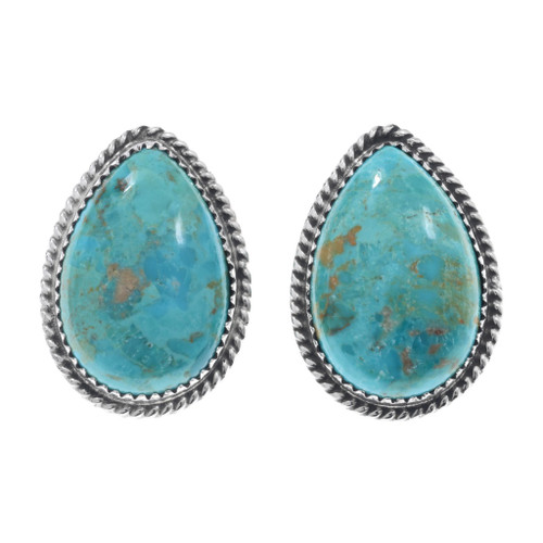 Sterling Silver Teardrop Turquoise Post Earrings 47035