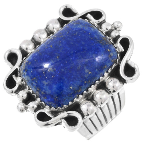 Navajo Sterling Silver Lapis Mens Ring 47081