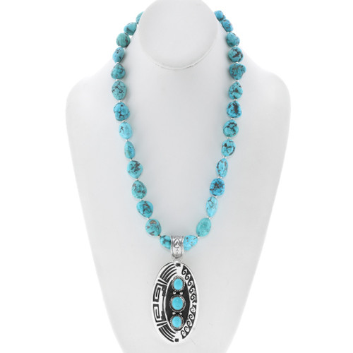 Natural Sleeping Beauty Turquoise Nugget Pendant Necklace 47093