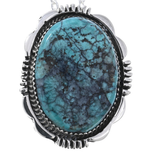 Navajo Sterling Silver Kingman Turquoise Pendant 47277