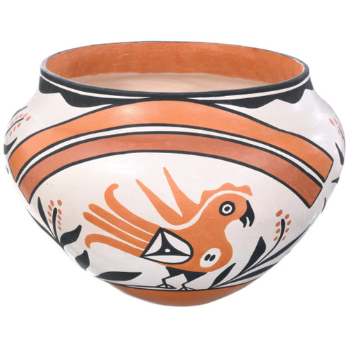 Vintage Hand Coiled Parrot Bird Acoma Pottery Bowl 47350