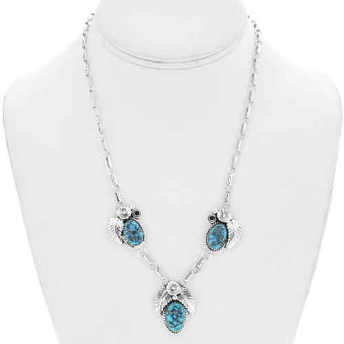 Sterling Silver Turquoise Navajo Necklace 47364