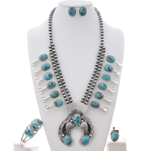 Ithaca Peak Turquoise Navajo Squash Blossom 47407