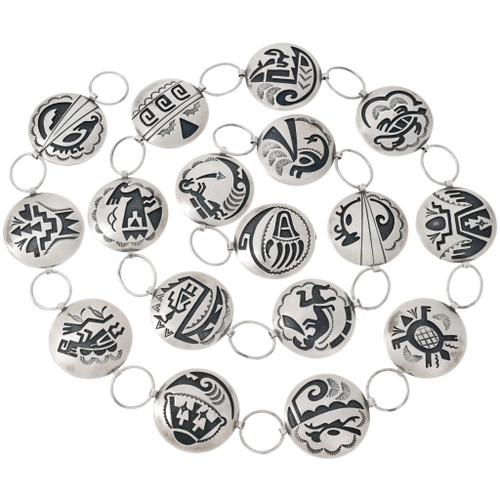 Navajo Traditional Symbols Sterling Silver Link Concho Belt 47508