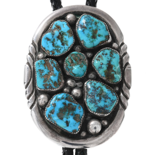 Vintage Zuni Kingman Turquoise Nugget Bolo Tie 47655