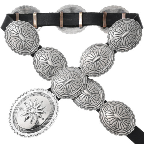 Traditional Navajo Sterling Silver Concho Belt 47663