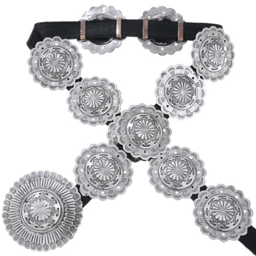 Traditional Navajo Sterling Silver Concho Belt 47797