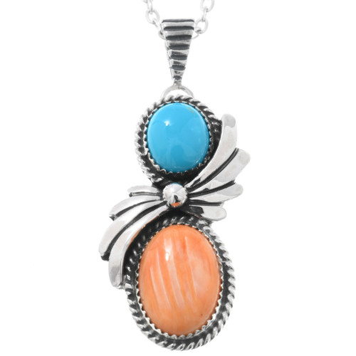 Navajo Natural Turquoise Spiny Oyster Pendant 47970