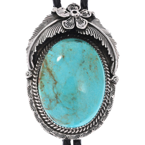 Sterling Silver Native American Kingman Turquoise Bolo Tie 48133