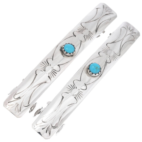Navajo Sleeping Beauty Turquoise Silver Barrette 48145