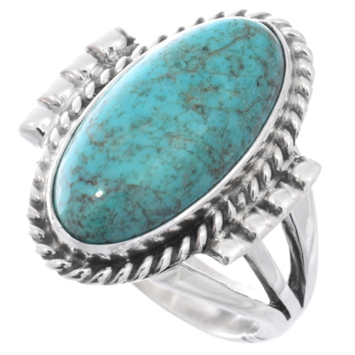 Sterling Silver Turquoise Native American Ladies Ring 48204