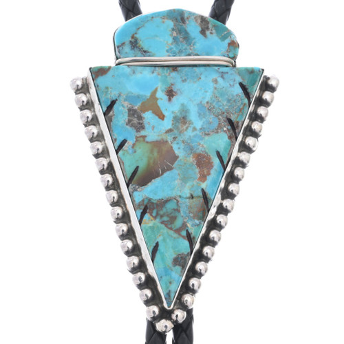Navajo Carved Turquoise Arrowhead Bolo Tie 48208