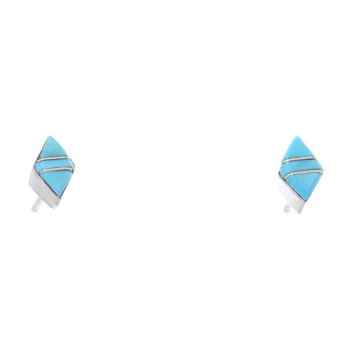 Diamond Shaped Zuni Turquoise Post Earrings 48318