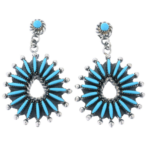 Zuni Style Needlepoint Sleeping Beauty Turquoise Earrings 45431