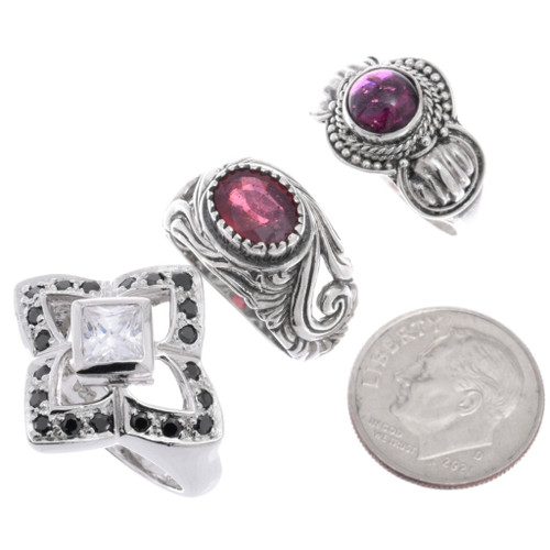 Sterling Silver Gemstone Estate Rings Set of 3 Closeout Lot 45532