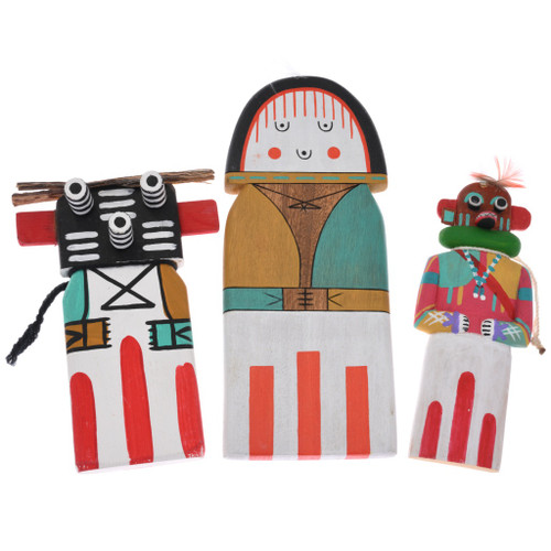 Set of 3 Traditional Hopi Kachina Dolls Flat Wall Hangers 48546