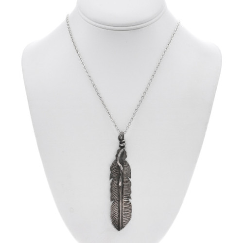 Large Sterling Silver Feather Pendant 45583