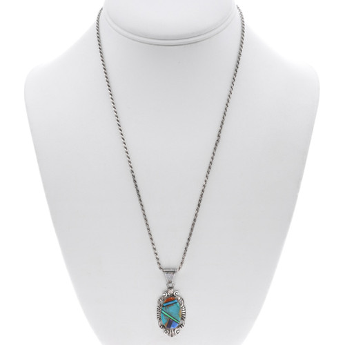 Asymmetrical Turquoise Opal Inlay Pendant 45610