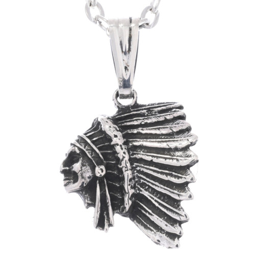 Sterling Silver Chief War Bonnet Pendant 48633