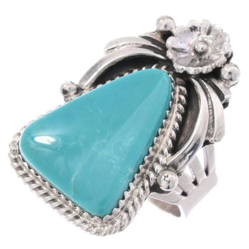 Size 8 Navajo Sterling Silver Turquoise Ring 45719