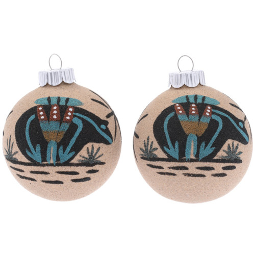 Navajo Turquoise Heartline Bear Sandpainting Christmas Ornament 48647