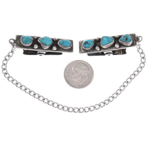 Sterling Turquoise Tie Clip with Double Sided Design 45752