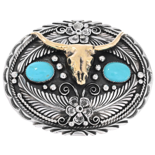 Navajo Longhorn Belt Buckle 48691