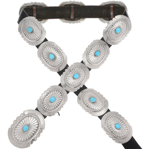 Vintage Natural Sleeping Beauty Turquoise Concho Belt 48726