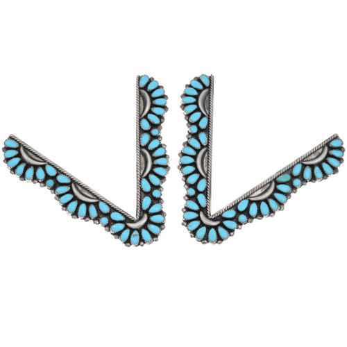 Vintage Navajo Turquoise Silver Collar Tips 48727