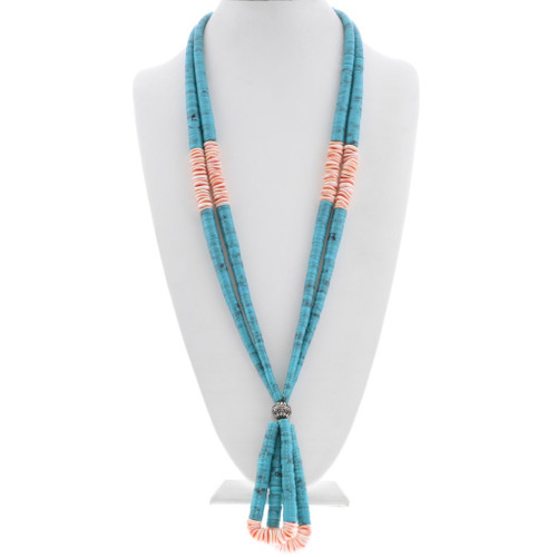 Native American Conch Shell Turquoise Jacla Necklace 48733