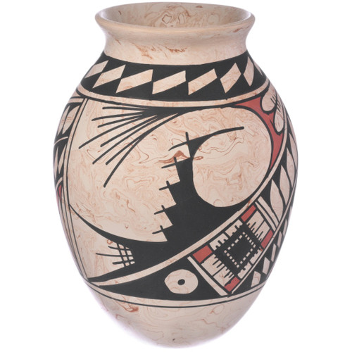 Hand Coiled Mata Ortiz Pottery Marble Hand Olla Vase Artist Signed 0319