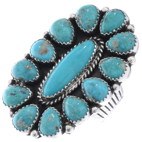 Navajo Kingman Turquoise Cluster Ring 48761