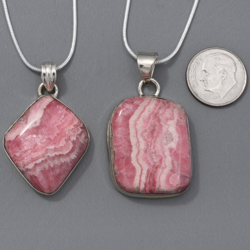 Sterling Silver Rhodochrosite Pendant with 18 Inch Chain  7391