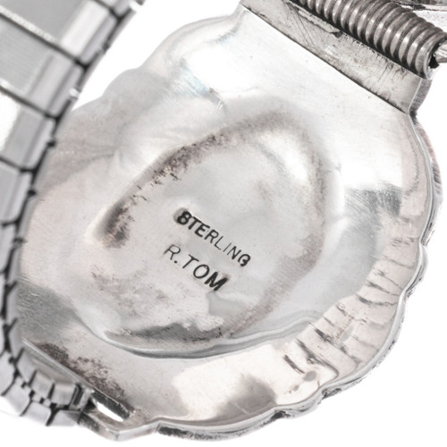 Navajo　ナバホ族 Randall Joe Tom　ランドールジョートム Onyx Sterling Mens Watch Tips Silver Navajo by Randall Joe Tom 48779