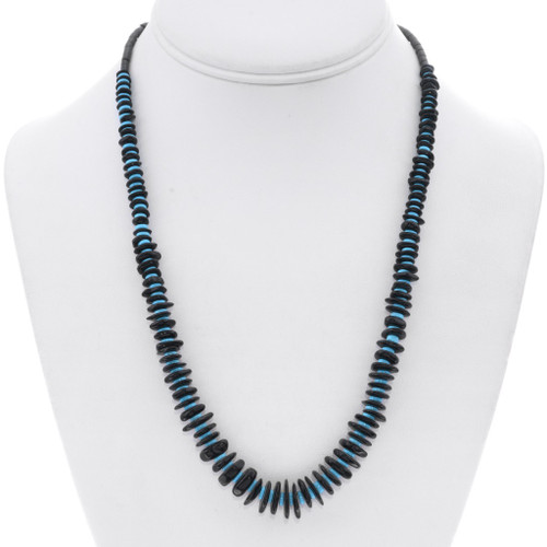 Navajo Beaded Black Onyx Turquoise Necklace 48802