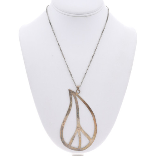 Vintage Sterling Silver Raindrop Peace Sign Pendant 45898