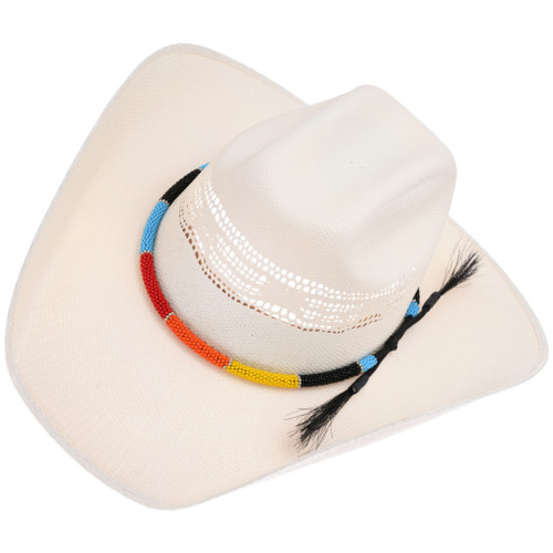 Beaded Navajo Hatband Horse Hair Ends 48809