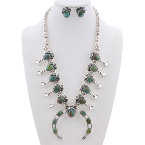 Navajo Patagonia Turquoise Squash Blossom Necklace 48821