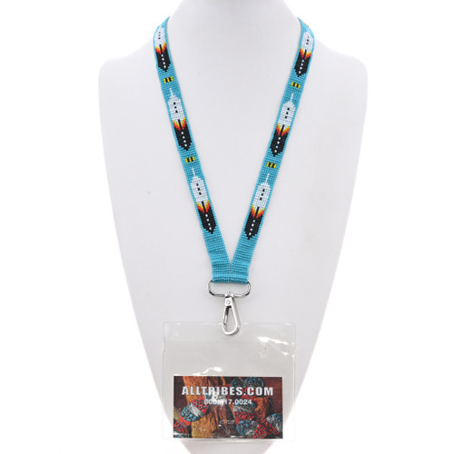 Turquoise Beaded Badge ID Neck Lanyard 48867