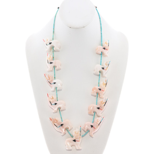 Vintage Alabaster Zuni Ram Fetish Necklace 48900