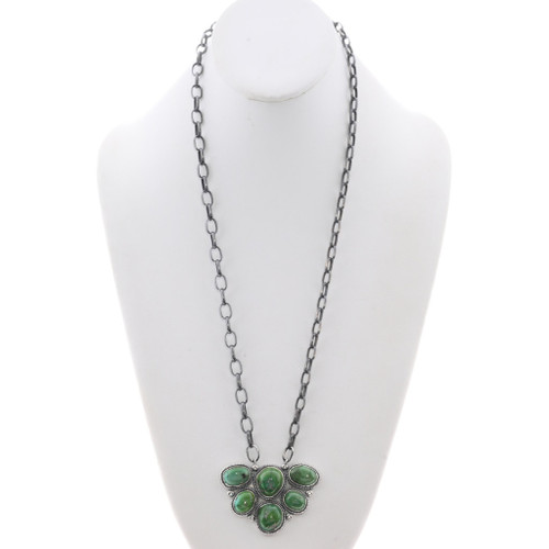 Green Turquoise Pendant Link Chain Necklace 48930