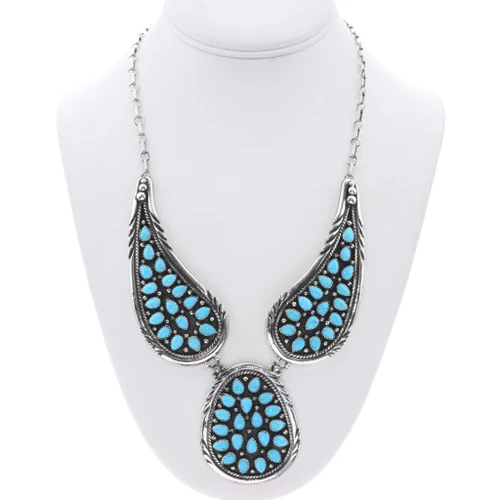 Sleeping Beauty Turquoise Navajo Cluster Necklace 48940