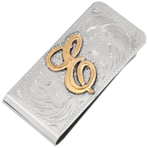 Silver Gold Script Money Clip Custom Initial 49082