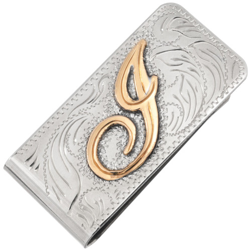 Silver Gold Initial Money Clip 49085