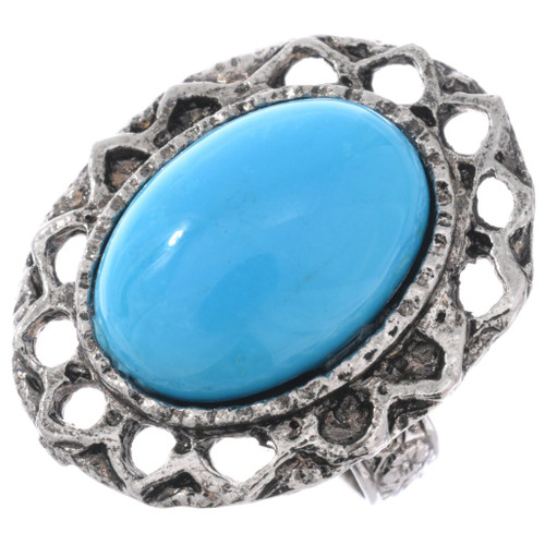 Blue Gibbsite Turquoise Silver Ring 50041