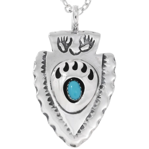 Sterling Silver Bear Paw Arrowhead Pendant 49118