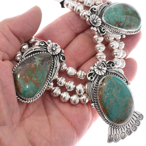 Emerald Valley Turquoise Necklace Sterling Silver Navajo Set by