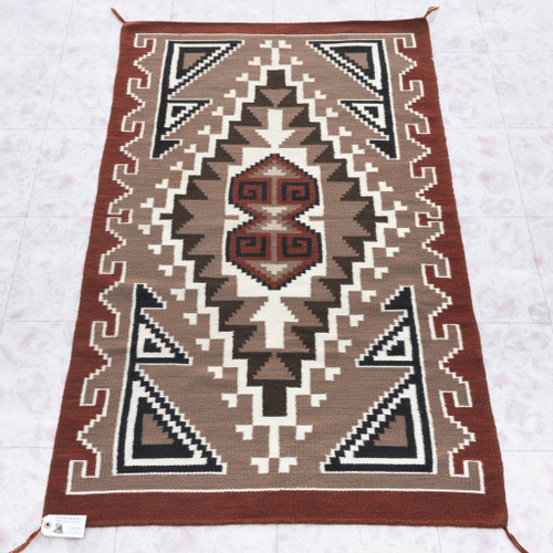 Vintage Two Grey Hills Navajo Rug 49182