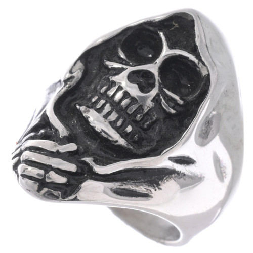 Stainless Steel Grim Reaper Skull Ring 50058